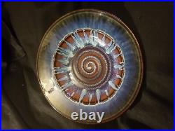 Bill Campbell Vintage Art Pottery Spiral Infinity Swirl Drip Glaze 11 Bowl