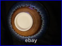 Bill Campbell Vintage Art Pottery Spiral Infinity Swirl Drip Glaze 11 Bowl