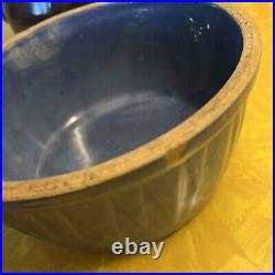 Blue Sawtooth Ruckel's 1870 Pottery White Hall? ILL Stoneware Antique Bowl Crock