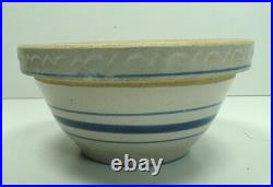 Blue stripe Zinc Glaze Stoneware Mixing Bowl Antique Stoneware Pottery 6 1/4