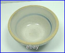 Blue stripe Zinc Glaze Stoneware Mixing Bowl Antique Stoneware Pottery 6 1/4