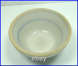 Blue stripe Zinc Glaze Stoneware Mixing Bowl Antique Stoneware Pottery 6 1/4