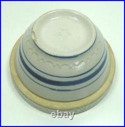 Blue stripe Zinc Glaze Stoneware Mixing Bowl Antique Stoneware Pottery 6 1/4