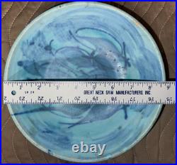 Bowl JT Abernathy Studio Pottery Ann Arbor 8.75 Diameter Vintage Blue on Blue