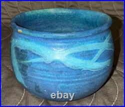 Bowl or Mug JT Abernathy Studio Pottery Ann Arbor 3x3.5 Vtg Signed Blue on Blue