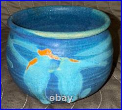 Bowl or Mug JT Abernathy Studio Pottery Ann Arbor 3x3.5 Vtg Signed Blue on Blue