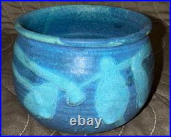 Bowl or Mug JT Abernathy Studio Pottery Ann Arbor 3x3.5 Vtg Signed Blue on Blue