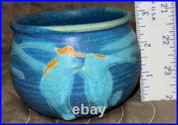 Bowl or Mug JT Abernathy Studio Pottery Ann Arbor 3x3.5 Vtg Signed Blue on Blue