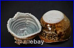 Brutalist Glazed Art Pottery Bowl with Lid