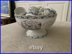 Burgess & Leigh Farmers Arms 12 Punch Bowl, 12 cups, God Speed The Plough