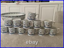 Burgess & Leigh Farmers Arms 12 Punch Bowl, 12 cups, God Speed The Plough