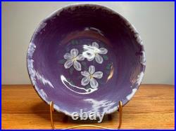 Bybee Pottery Purple glaze with floral design Mixing Bowl signed by Bybee pott