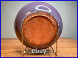 Bybee Pottery Purple glaze with floral design Mixing Bowl signed by Bybee pott