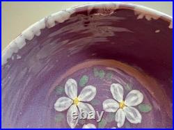 Bybee Pottery Purple glaze with floral design Mixing Bowl signed by Bybee pott