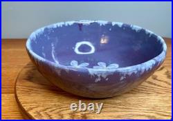 Bybee Pottery Purple glaze with floral design Mixing Bowl signed by Bybee pott