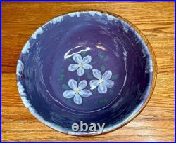 Bybee Pottery Purple glaze with floral design Mixing Bowl signed by Bybee pott