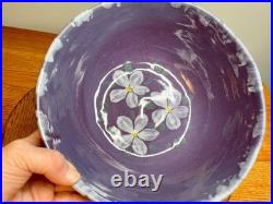 Bybee Pottery Purple glaze with floral design Mixing Bowl signed by Bybee pott