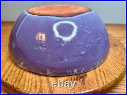 Bybee Pottery Purple glaze with floral design Mixing Bowl signed by Bybee pott