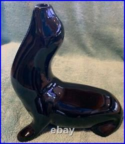 CAMARK Vintage Ceramic Black Fishbowl Seal withoriginal LARGE 6pegged bowl-RARE