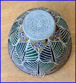 Cathra Anne Barker Santa Fe Studio Art Pottery Leaf Design Vessel Bowl Vase Vtg