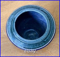 Cathra Anne Barker Santa Fe Studio Art Pottery Leaf Design Vessel Bowl Vase Vtg