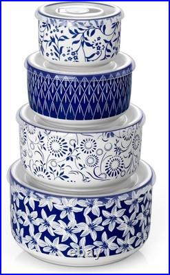 Ceramic Nesting Bowls with Lids Set of 4, Serving Bowls for Food Storage, Pre