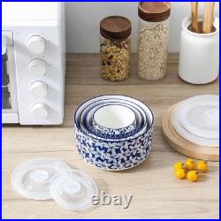 Ceramic Nesting Bowls with Lids Set of 4, Serving Bowls for Food Storage, Pre