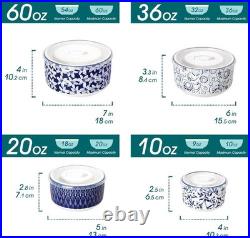 Ceramic Nesting Bowls with Lids Set of 4, Serving Bowls for Food Storage, Pre