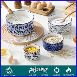 Ceramic Nesting Bowls with Lids Set of 4, Serving Bowls for Food Storage, Pre