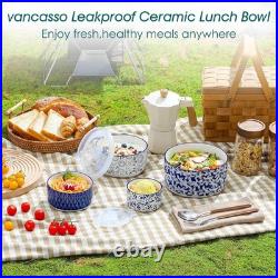 Ceramic Nesting Bowls with Lids Set of 4, Serving Bowls for Food Storage, Pre