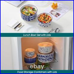 Ceramic Nesting Bowls with Lids Set of 4, Serving Bowls for Food Storage, Pre