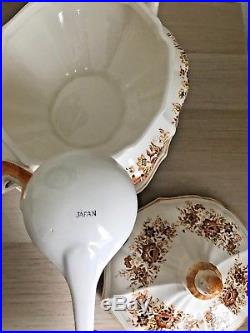 China Soup Bowl Set Lid Underplate And Ladle Oval Tureen Made in Japan Vintage
