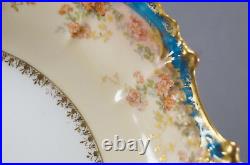 Coiffe Blakemen & Henderson Limoges Peach Floral Bluegreen & Gold 10 1/2 Bowl