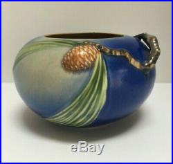 Collectible Vintage 1931 Roseville Blue Pine Cone Rose Bowl #278-4