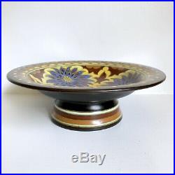 Compote Bowl Pedestal Art Nouveau 11 Vtg Gouda Plazuid Holland Pottery