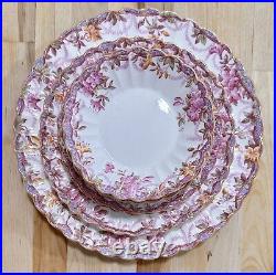 Copeland Spode's Irene Pink Floral 27 PC Dinnerware Set, Service For 4 with Extras