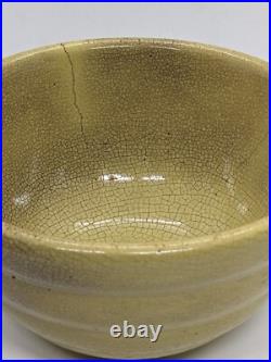 Crackle Glaze Yellow Bowl 7 Stoneware Beehive Bowl Hand Made Folk Art Pottery