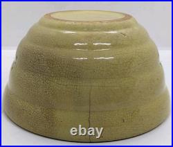 Crackle Glaze Yellow Bowl 7 Stoneware Beehive Bowl Hand Made Folk Art Pottery