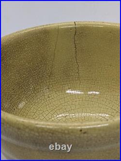Crackle Glaze Yellow Bowl 7 Stoneware Beehive Bowl Hand Made Folk Art Pottery