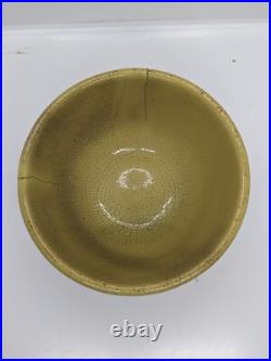 Crackle Glaze Yellow Bowl 7 Stoneware Beehive Bowl Hand Made Folk Art Pottery