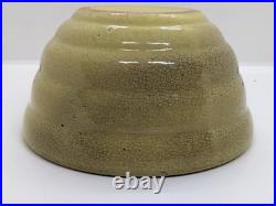 Crackle Glaze Yellow Bowl 7 Stoneware Beehive Bowl Hand Made Folk Art Pottery