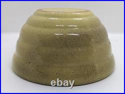 Crackle Glaze Yellow Bowl 7 Stoneware Beehive Bowl Hand Made Folk Art Pottery