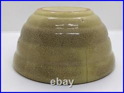 Crackle Glaze Yellow Bowl 7 Stoneware Beehive Bowl Hand Made Folk Art Pottery