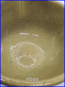 Crackle Glaze Yellow Bowl 7 Stoneware Beehive Bowl Hand Made Folk Art Pottery