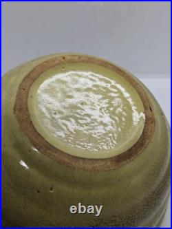 Crackle Glaze Yellow Bowl 7 Stoneware Beehive Bowl Hand Made Folk Art Pottery
