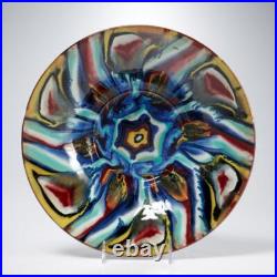 Czech Handmade Large Drip Glaze Flared Ceramic Pottery Bowl VTG 13w