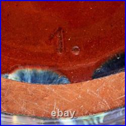 Czech Handmade Large Drip Glaze Flared Ceramic Pottery Bowl VTG 13w