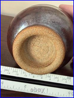David Shaner Vintage American Studio Pottery Tea Bowl- Metallic Bronze Reduction