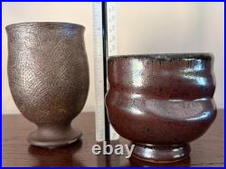 David Shaner Vintage American Studio Pottery Tea Bowl- Metallic Bronze Reduction