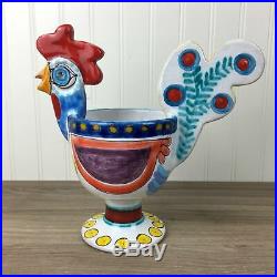 DeSimone for Vietri rooster centerpiece bowl vintage Italian pottery